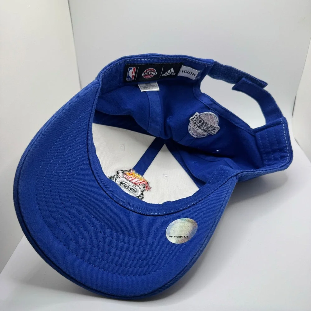 Adidas Detroit Pistons Youth Hat Blue White Hooper Mascot NBA Basketball Cap